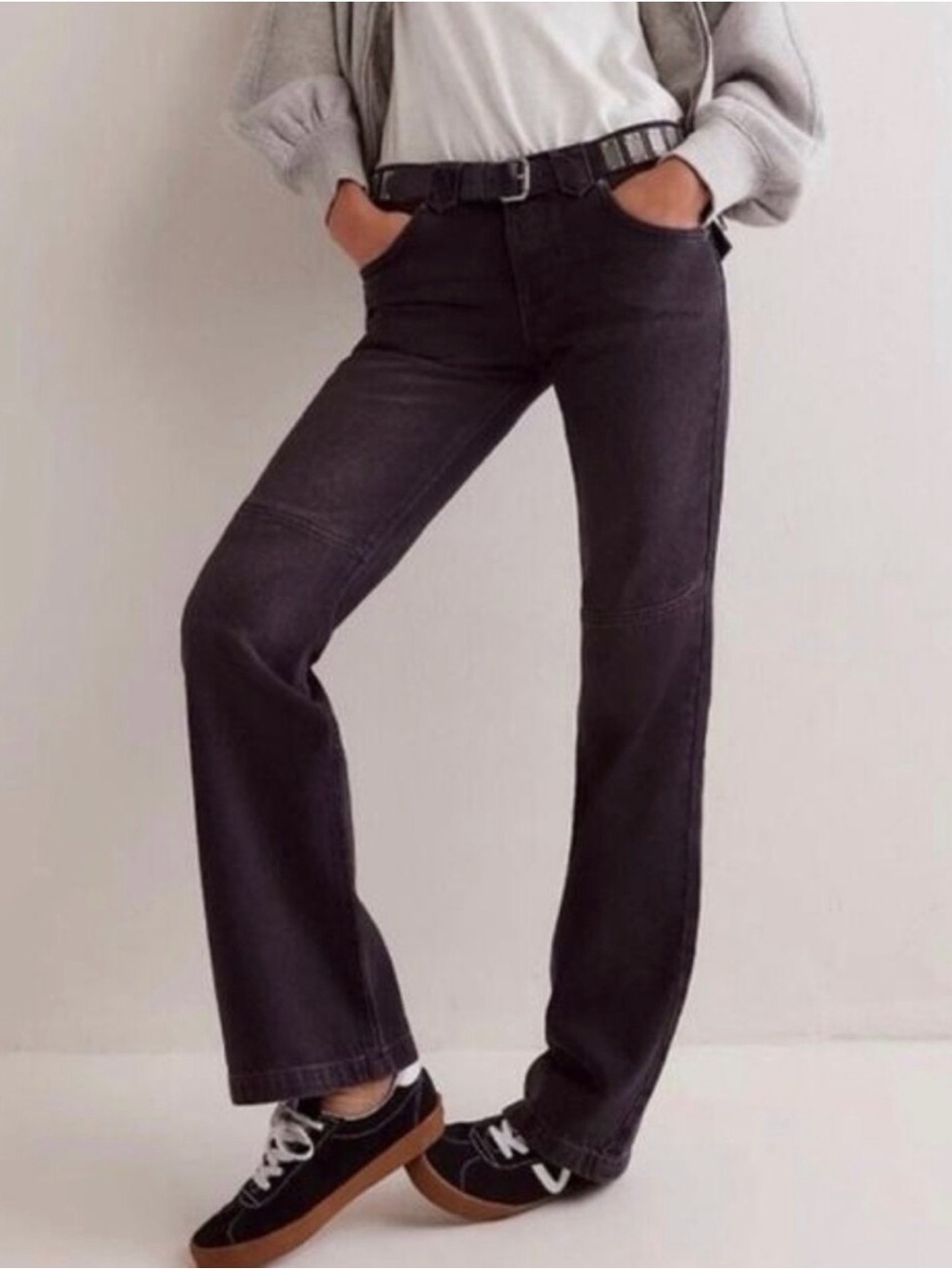 Free People We the Free Flora Low Rise Boot Cut Black Jeans Women's Size 28S